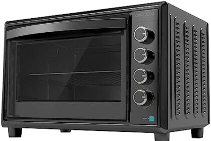 Cecotec Forno Convezione da tavolo da 60 litri Bake&Toast 6090 Black Gyro. 2200 W, luce interna, 12 funzioni, temperatura fino a 230°, porta a doppio vetro, include Rustitore girevole