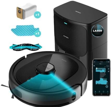 Cecotec Robot Aspirapolvere Conga 8290 Power Ultra Home Genesis, 280 min di autonomia, 7000 Pa, Laser, Base Autovacciata, Borsa 3 L, 4 in 1: Barre, aspira, scrub e passa il mocio. App