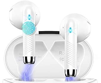 Cuffie Bluetooth, Auricolari Bluetooth 5.3 Cuffie Wireless in-ear con 4 Mic, 2024 Cuffie Senza Fili ENC Cancellazione Rumore, Mini Cuffiette Bluetooth IP7 Impermeabile HiFi Stereo/LED/USB-C Bianco