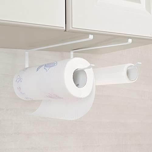 DAOUZL Porta Scottex, 2 Pezzi Porta Carta da Cucina Sottopensile, 27cm Portarotolo Cucina Senza Foratura, Portarotolo da Cucina Sotto Armadietto Salvaspazio Orizzontale o Verticale(Bianco)