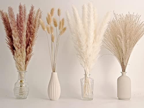 Decorazione di Pampas Grass Naturale, che Include 65 Pezzi di Pampas Grass, Canne Secche e Fiori di Coda all'Uncinetto Secchi, per di Boho Decorazioni per la Casa STK