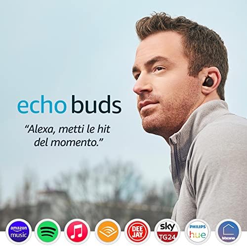 Echo Buds (2ª generazione) | Auricolari wireless con Alexa, cuffiette Bluetooth con cancellazione attiva del rumore, microfono integrato, IPX4 Impermeabili | Nero