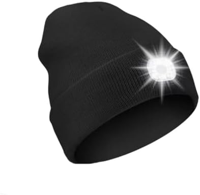 Flysluo Unisex Berretto Invernale LED Cappello Illuminato Berretto,USB Ricaricabile Cappello da Corsa 6 LED Impermeabile Luce Invernale Calda Lampada Frontale Regali per Uomo e Donna