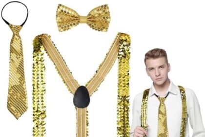 HZMJDHZM Bretelle con Paillettes, Bretelle Glitter Papillon, Bretelle da Uomo Donna, Papillon, Cravatta e Bretelle, Vintage Costume Danza Spettacoli Accessori per Adulti Adolescenti