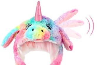 Hifot Cappello Unicorno Con LED Cappello con Orecchie Che si Alzano Peluche Cappello luce LED Luminosa Cappello Animali Regalo per Bambini