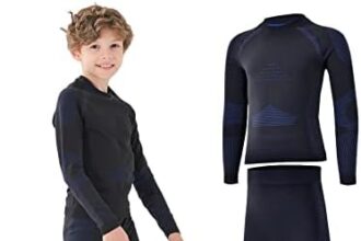 Homord Set Intimo Termico Bambino Traspirante Tessuto di Carbone di bambù Intimo Funzionale Set Biancheria Intima Termica Buono per Il Calcio, Lo Sci, l'hockey su Ghiaccio, la Corsa, Il Sonno