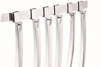 Lagostina Grancucina Set Mestoli Cucina con Barra Appendimestoli, 7 Pezzi, Acciaio Inox 18/10 , con Schiumarola, Paletta, Forchettone, Cucchiaione, Servispaghetti, Mestolo e Barra con 6 Ganci