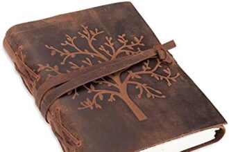 Quaderno Appunti in Pelle Albero della Vita – MOONSTER® Taccuino Pelle Donna e Uomo Fatto a Mano – Agenda Pelle con Fogli Bianchi – 20x15cm – Idee per Regali Originali