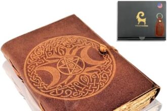 URBAN LEATHER Diario celtico fatto a mano con albero della luna in rilievo con pagine antiche con bordo a ponte, per uomini e donne, album da disegno, album di ritagli, pagine bianche senza righe