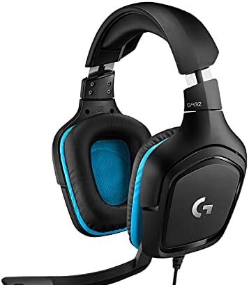 Logitech G G432 Cuffie Gaming Cablate, Audio Surround 7.1, DTS: x 2.0, Driver 50 mm, ‎Jack USB 3.5 mm, Microfono Flip-to-Mute, Leggere, PC/Mac/Xbox One/PS4/Nintendo ‎Switch, Nero/Blu