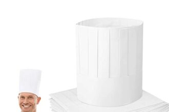 Matogle 20 Pcs Cappello da Cuoco Carta Monouso Dimensione Regolabile Cappelli da Chef Unisex per Cucina Ristorazione Ristoranti Osteria Trattoria Scuola Mensa Pasticceria Bianco
