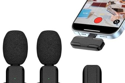 Microfono Wireless Professionali per iPhone/iOS/Androide, Plug&Play Microfono Lavalier Wireless Riduzione del Rumore, Microfono Bluetooth per TikTok,Youtube,Vlog Registrazione Video, Live Stream