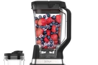 Ninja Frullatore 2 in 1, 1200 W, caraffa 2,1L, tazza 700ml, 3 programmi Auto-iQ: Blend, Max Blend, Crush, 4 impostazioni manuali, lavabile in lavastoviglie, nero, BN750EU