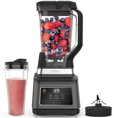 Ninja Frullatore 2 in 1, 1200 W, caraffa 2,1L, tazza 700ml, 3 programmi Auto-iQ: Blend, Max Blend, Crush, 4 impostazioni manuali, lavabile in lavastoviglie, nero, BN750EU