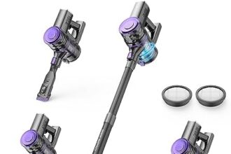 OLAYMEY Aspirapolvere Senza Fili Portatile 6 in 1, Scopa Elettrica Senza Fili Potente 25000PA, Leggero Ricaricabile Aspirapolvere Batteria da 2200mAh 40Min Autonomi peli Casa Animali Auto Briciole