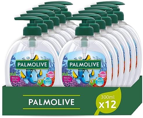 Palmolive Sapone Liquido Mani Aquarium 12x300ml I Protezione contro i batteri I Vegano | 97% con formula biodegradabile | Ingredienti al 96% di origine naturale* I Dermatologicamente testato