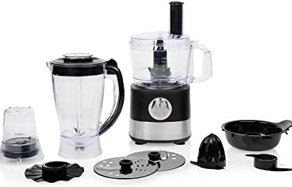 Princess 8-in-1 Food Processor 221054 - Multifunzionale - Frullare, sminuzzare, tagliare, spremere agrumi - 3 livelli di velocità - Include una vasta gamma di accessori - 1000 W