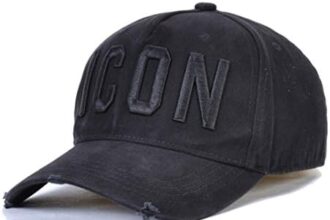 QSMIANA Cappellino da Baseball Cappello da Uomo Berretto da Baseball 100% Cotone Unisex Tappi da Baseball Regolabile Icona Icon Lettera ​Berretto Nero