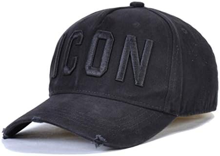 QSMIANA Cappellino da Baseball Cappello da Uomo Berretto da Baseball 100% Cotone Unisex Tappi da Baseball Regolabile Icona Icon Lettera ​Berretto Nero