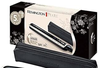 Remington Piastra Per Capelli, Professionale, Rivestimento In Ceramica Doppio infusa di perla, Piastre strette e lunghe 110 mm, 150-235°, Riscaldamento rapido, Pearl, S9501