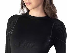 Risalti Maglia Termica Donna Manica Lunga Merino Tech - Maglie Termiche Donna a Compressione in Lana Merino, Intimo Termico Donna Invernale, Termica Donna Senza Cuciture - Made in Italy