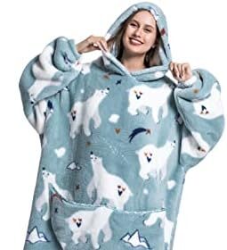 Ruiuzioong Felpa con Cappuccio Oversize per Donne e Uomini con Cappuccio Caldo Spesso con Tasca Gigante Super Accogliente Coperta indossabile Gigante con Cappuccio