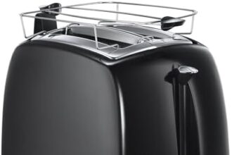 Russell Hobbs Tostapane, 2 Fette, 850 W, Griglia Integrata Scaldapanini, Toast, Scaldabrioche, Funzione scongelamento, Raccoglibriociole, Temperatura Regolabile, TexturePlus+ Nero, 22601-56