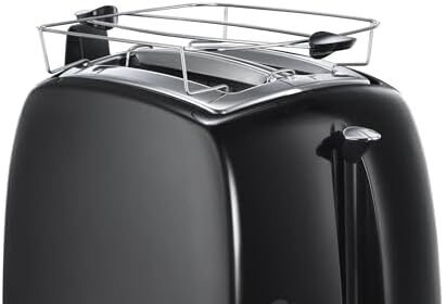 Russell Hobbs Tostapane, 2 Fette, 850 W, Griglia Integrata Scaldapanini, Toast, Scaldabrioche, Funzione scongelamento, Raccoglibriociole, Temperatura Regolabile, TexturePlus+ Nero, 22601-56