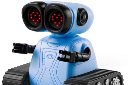 SGILE Robot Telecomandato con Emozioni, Robot Interattivo con moti tipi di Espressioni Facciali Occhi a Led e Musica Robot Giocattolo che Canta e Balla Regalo per Bambini 3-7 anni, Azzurro