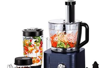 SNDOAS Robot da Cucina Multifunzione, 1100 W Frullatore Tritatutto Multifunzione, Ciotola 3,2 L, Frullatore da 1,5 L, Macinacaffè, Frusta, Blu Scuro