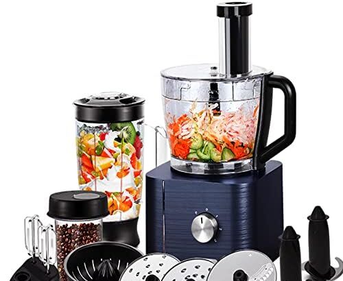 SNDOAS Robot da Cucina Multifunzione, 1100 W Frullatore Tritatutto Multifunzione, Ciotola 3,2 L, Frullatore da 1,5 L, Macinacaffè, Frusta, Blu Scuro