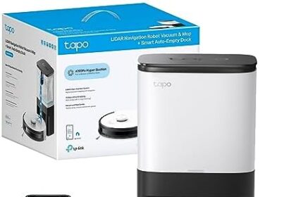 TP-link Tapo RV30 Plus, Robot Aspirapolvere Lavapavimenti, Aspirazione Potenza 4200Pa, Navigazione LiDAR, Mappatura Rapida, Batteria da 5000mAh, Dock di Svuotamento Intelligente, APP&Alexa&Google