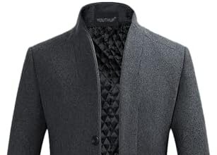 YOUTHUP Cappotto da Uomo Invernale in Lana Spessa Trench Cappotto di Media Lunghezza Slim Fit Imbottito Caldo Casual Peacoat