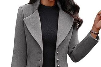 Yeooa Cappotto lungo elegante da donna Cappotto classico con risvolto a pisello Cappotto trench monopetto casual Giacca cardigan lunga Giacca trench pullover