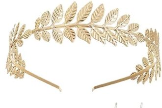 ZKSXOA 3 Pezzi Corona Dea Tiara,Orecchini Foglia Oro Perla,Bracciali Foglia,Boho Corona da Sposa Accessori per Capelli Foglie, Corone Romane Adatto per Fotografia di Viaggio,Feste di Matrimonio