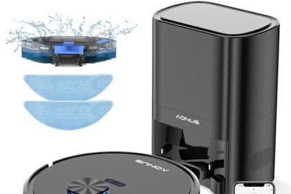 aonus Robot Aspirapolvere Lavapavimenti i8 con Mappatura, Navigazione Laser LDS, 3700PA, 3.5L Stazione di Svuotamento, 4 Modalità di Pulizia, Induzione Tappeto, Controllo Wifi/App/Alexa
