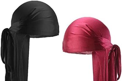 2 Pezzi Durag - Durag di Seta per Uomo Donna, Berretti da Pirata da Uomo in Seta a 360 Onde, Bandane Con Testa in di Raso Bandana da Uomo con Turbante per Capelli con Coda Extra Lunga e Spalline