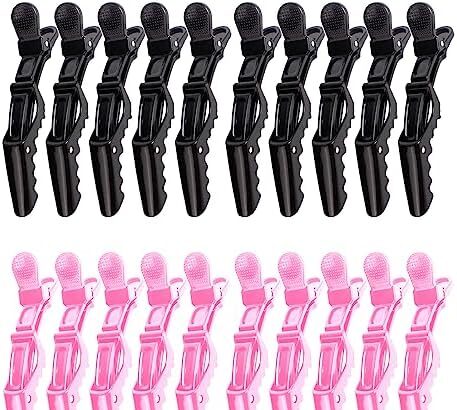 20 Pezzi Fermagli a Coccodrillo, Fermagli per Parrucchiere Professionali in Plastica, Styling Clip per Capelli Donna Antiscivolo Forniture Accessori per Acconciature da Salone