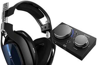 ASTRO Gaming Cuffie da gioco cablate A40 TR+MixAmp Pro TR, Astro Audio V2, Dolby Audio, microfono intercambiabile, controllo del bilanciamento gioco/voce, per PS5, PS4, PC, Mac - Nero/Blu