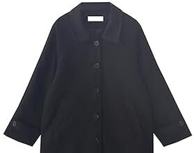 AYAZER Cappotto da donna in cashmere Cappotto sciolto con bottoni retrò Cappotto lungo in lana a maniche lunghe Cappotto nero caldo Stile coreano Retro Autunno invernale
