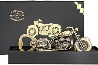 Apribottiglie vintage per moto, WZLEMOM Regali per birra Natale papà Uomini compleanno, con scatola e biglietto d'auguri
