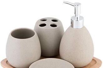 Axentia Avignon Set Accessori Bagno, Ceramica, Marrone, ca. 23 x 30 x 11 cm, 5 unità