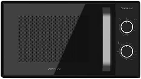 Cecotec Microonde con Grill Grandheat 3150 da 20 Litri, 700 W e 1000 W Grill, 6 livelli, rivestimento iTech anti-sporco e tecnologia 3DWave, modalità di scongelamento, timer, Colore nero