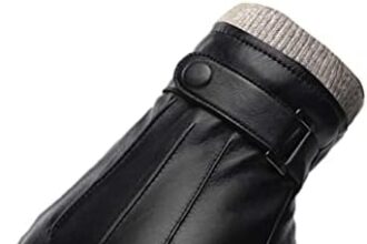 FCHITOP Inverno Guanti Uomo PU Pelle Touchscreen Caldo Vello Antivento Prova Freddo Termico Mittens Anti Scivolo Confezione regalo, regalo di Natale Pelle PU di alta qualità Inverno Guanti Uomo