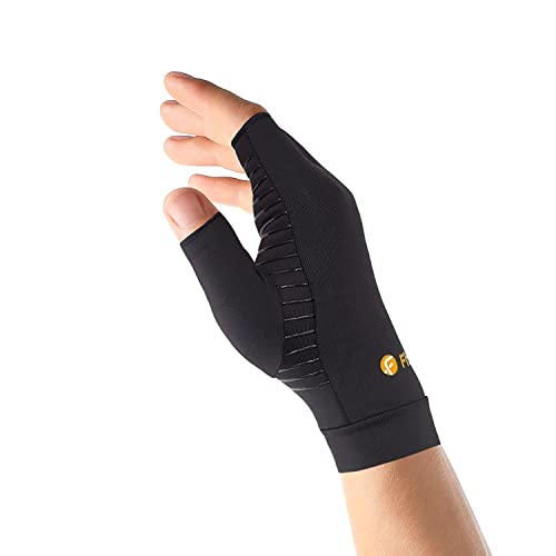 Fititude: Coppia di guanti a compressione in rame arricchito, mezze dita, aiuta a recuperare da artrite, gonfiore, sollievo dal dolore alle articolazioni e alle mani