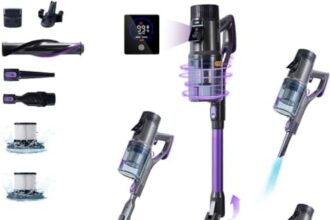 FixtFixer Aspirapolvere Senza Fili, 500W/40kPa Scopa Elettrica Senza Fili Potente, 6-in-1 Scopa Senza Fili 80 Minuti di Autonomia per pavimenti duri, moquette, peli di animali domestici