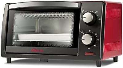 Girmi FE10 Forno elettrico, 800 W, 10 Litri, Griglia INOX, Termostato Regolabile, Timer 60 min, Accesori inclusi, Nero/Rosso