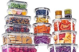GoMaihe 44 pezzi Contenitori Ermetici per Alimenti - (22 contenitori, 22 coperchi), Contenitore Plastica con Coperchio, 100% a Prova di Perdite, Lavastoviglie, Freezer e Microonde, Senza BPA