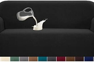 Granbest Copridivano elasticizzato, impermeabile, 1 pezzo, in spandex, jacquard, con gommapiuma antiscivolo (3 posti, nero)