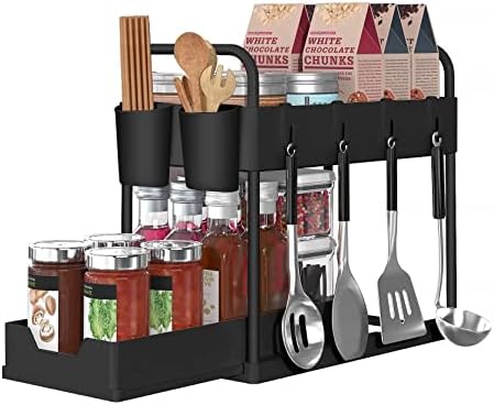 HILEYOLLA Organizer Sottolavello Spezie Cucina 2 Livelli, Organizzatore Sottolavello Portaoggetti Ripiano Multiuso sotto Lavello per Bagno e Soggiorno